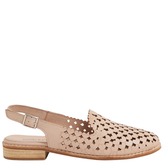 Django & Juliette Anuli nude leather slingback flat with cutout detailing and low block heel