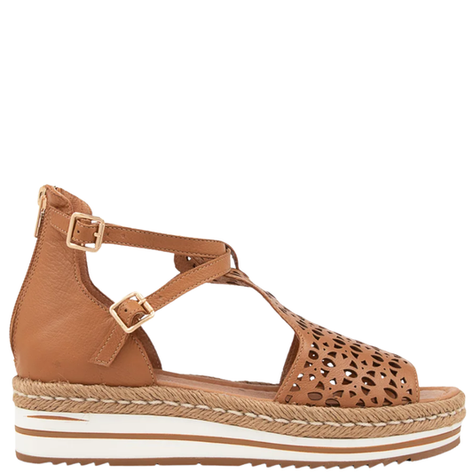 Django & Juliette Accra Leather Platform Sandals - Dark Tan