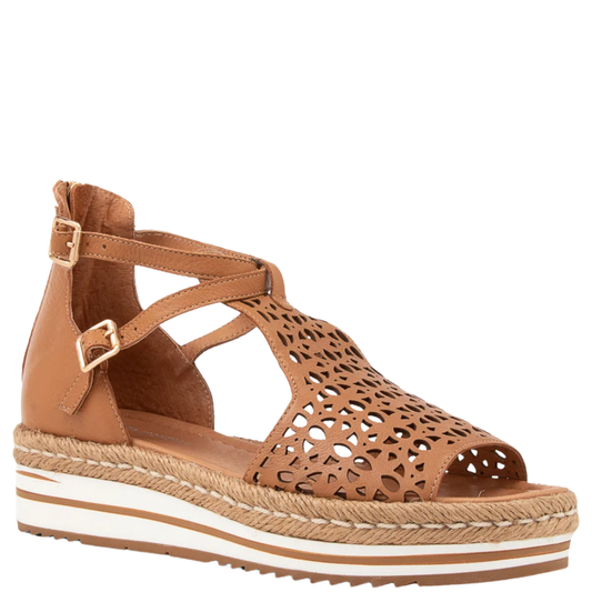 Django & Juliette Accra Leather Platform Sandals - Dark Tan