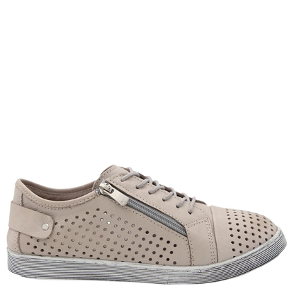 Cabello EG17 Women's Wide Fit Leather Sneakers - Taupe