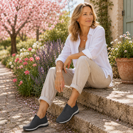 CC Resorts - Tabitha Charcoal Knit Slip-On Sneakers