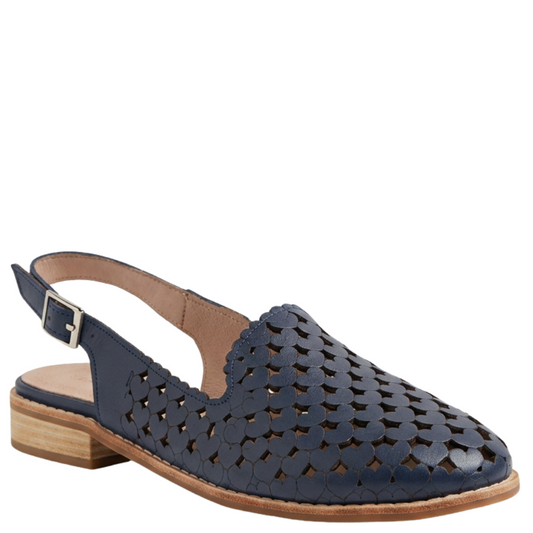 Django & Juliette - Anuli Navy Leather Slingback Flats