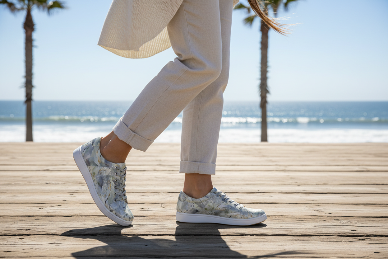 Coastal boardwalk lifestyle scene